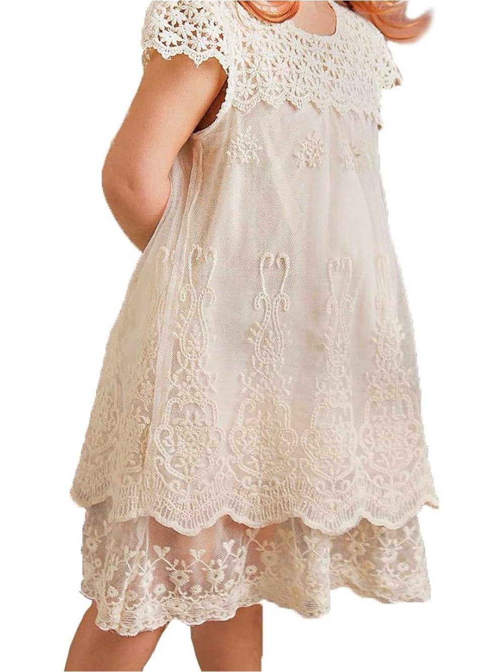 Vintage-style Toddler Crochet Lace Dress .